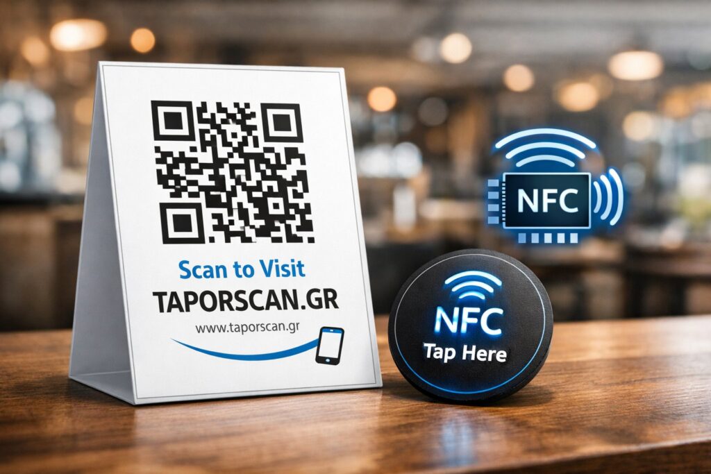 qr code και nfc stand